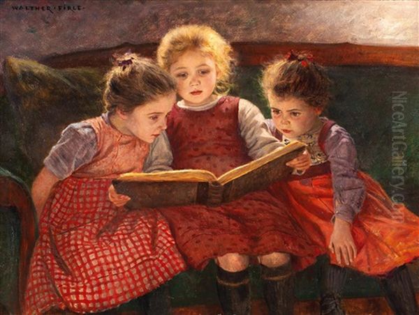 Drei Lesende Madchen Oil Painting by Walter Firle