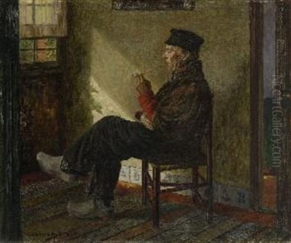 Pfeifenraucher Am Fenster Oil Painting by Walter Firle