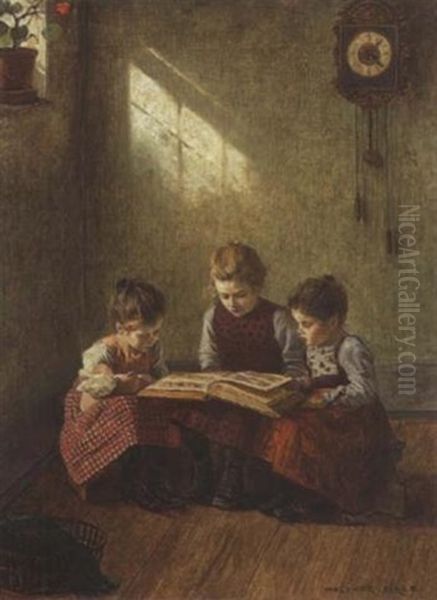 Drei Kleine Madchen Oil Painting by Walter Firle