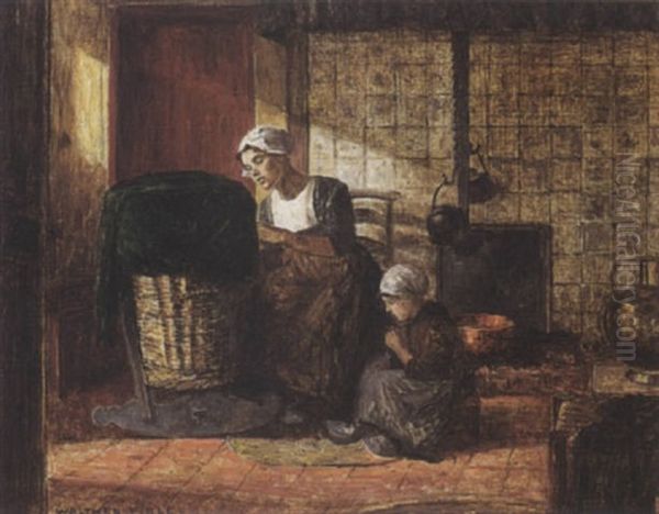 A Happy Family Oil Painting by Walter Firle