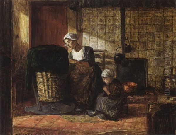 A Happy Family Oil Painting by Walter Firle