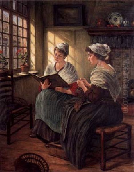 Zwei Junge Hollanderinnen Oil Painting by Walter Firle