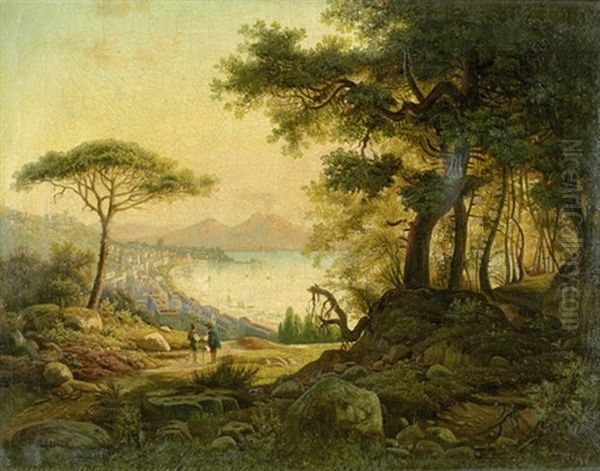 Der Golf Von Neapel Mit Blick Auf Den Vesuv Oil Painting by Joseph Firmenich