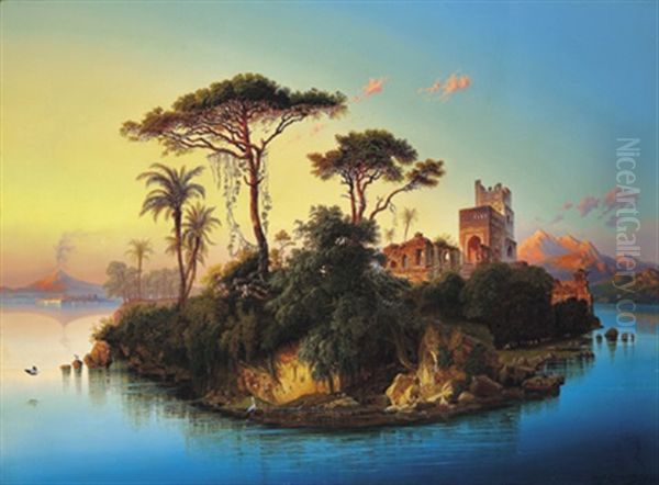 Insel Mit Ruinenarchitektur Oil Painting by Joseph Firmenich