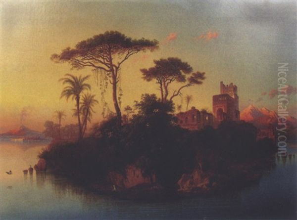 Insel Mit Ruinenarchitektur Oil Painting by Joseph Firmenich