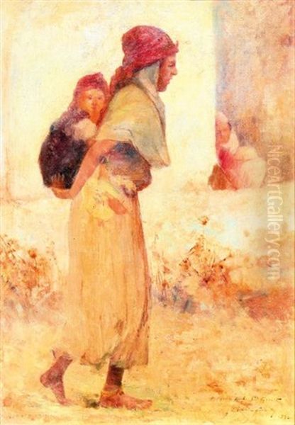 Femme A L'enfant A Constantine Oil Painting by Claude Firmin