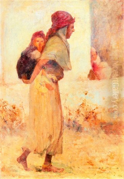 Femme A L'enfant A Constantine Oil Painting by Claude Firmin