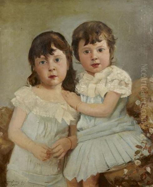 Les Deux Fillettes Oil Painting by Claude Firmin