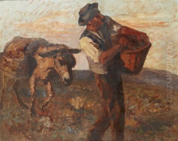 Paysan Et Son Ane Oil Painting by Claude Firmin