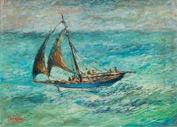 Bateau En Mer Oil Painting by Claude Firmin