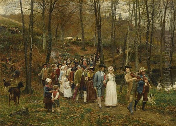 Noces Au Xviiieme Siecle Oil Painting by Marie Francois Firmin-Girard