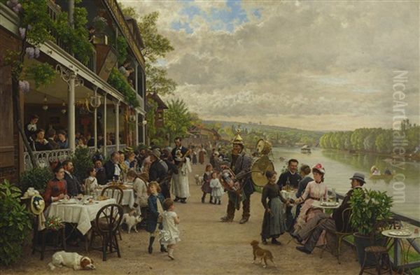 Le Dimanche Au Bas-meudon Oil Painting by Marie Francois Firmin-Girard