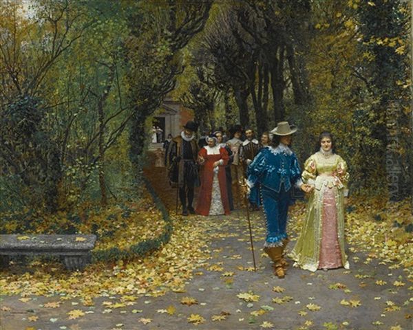 Les Fiances Oil Painting by Marie Francois Firmin-Girard