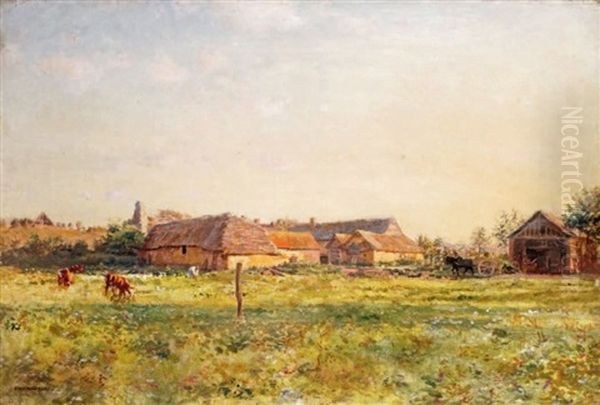 Paturages Pres De La Ferme Oil Painting by Marie Francois Firmin-Girard