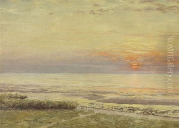 Le Chemin Des Douaniers, Soleil Couchant Oil Painting by Marie Francois Firmin-Girard