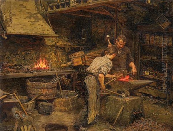 At Work Oil Painting by Marie Francois Firmin-Girard