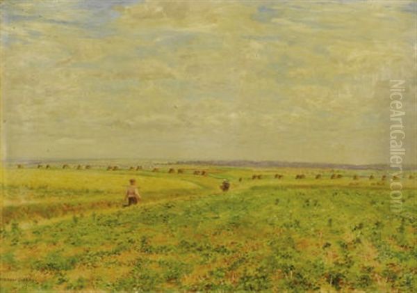 Workers In The Field Oil Painting by Marie Francois Firmin-Girard