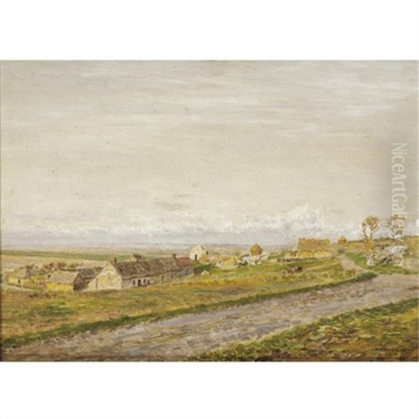 Landscape With Field-workers Oil Painting by Marie Francois Firmin-Girard