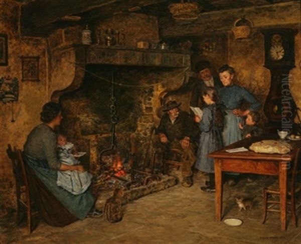 La Lettre De Nouvel An Oil Painting by Marie Francois Firmin-Girard