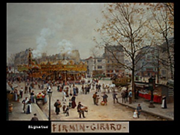 Fruhlingsfest Auf Dem Place Pigalle, Paris Oil Painting by Marie Francois Firmin-Girard