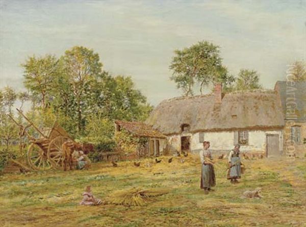 The Farmyard Oil Painting by Marie Francois Firmin-Girard