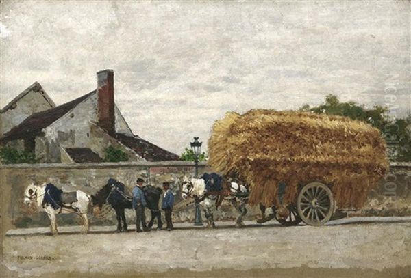 Bauern Mit Ihrem Heuwagen In Einem Pariser Vorort Oil Painting by Marie Francois Firmin-Girard