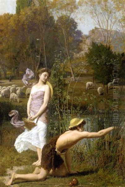 A Shepherd And His Love Oil Painting by Marie Francois Firmin-Girard