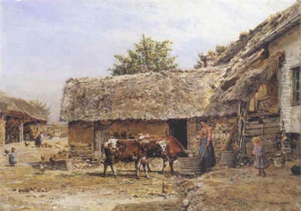 A La Ferme Oil Painting by Marie Francois Firmin-Girard