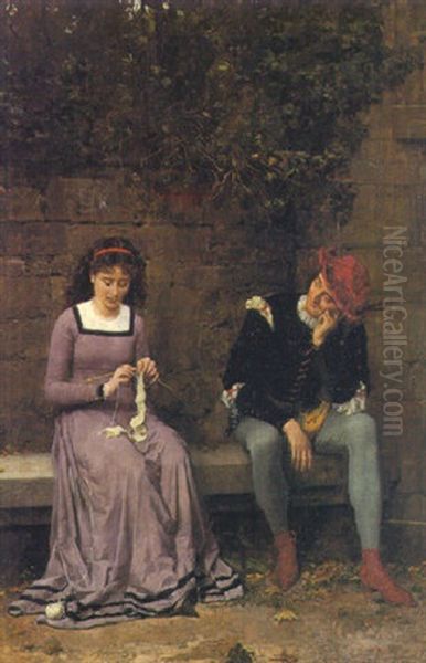 Her Secret Admirer Oil Painting by Marie Francois Firmin-Girard