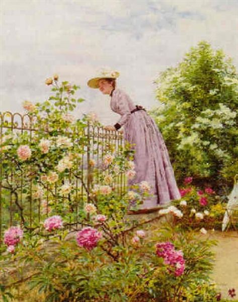 Madame Girard Dans Le Jardin De Farcy Oil Painting by Marie Francois Firmin-Girard