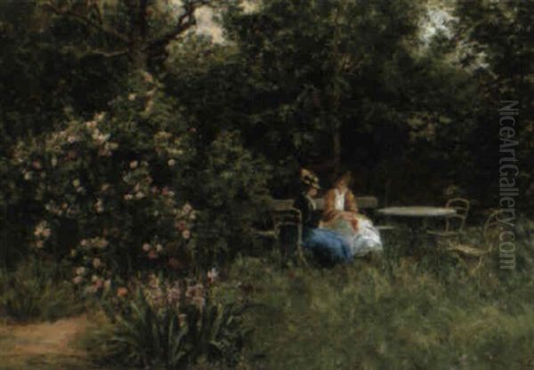 La Conversation Dans Le Parc Oil Painting by Marie Francois Firmin-Girard