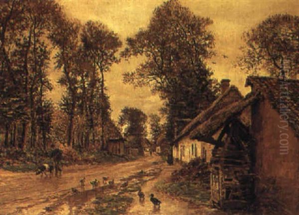 Rural Village Oil Painting by Marie Francois Firmin-Girard