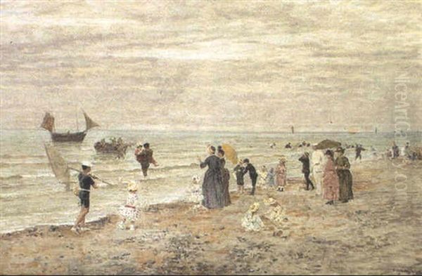 Scene De Plage Oil Painting by Marie Francois Firmin-Girard