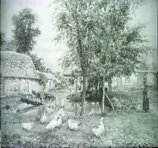 The Farmyard Oil Painting by Marie Francois Firmin-Girard