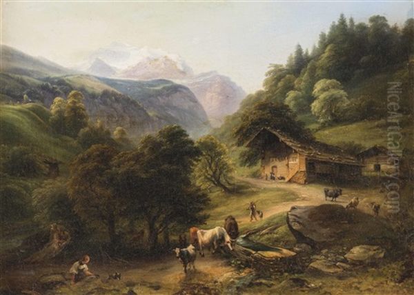 Almwirtschaft Im Hochgebirge by Johann Fischbach