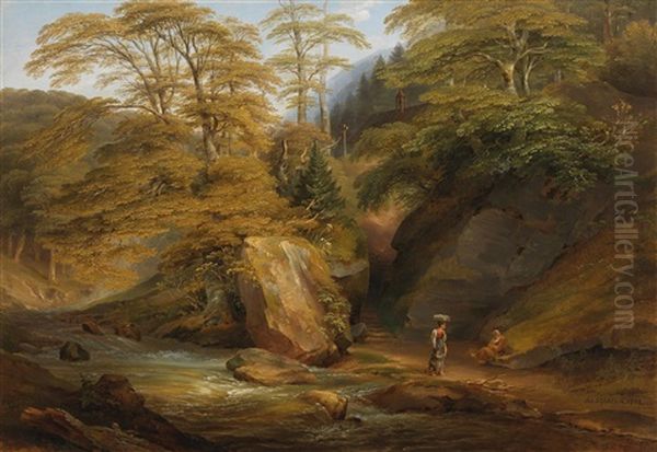 The Hermit Oil Painting by Johann Fischbach