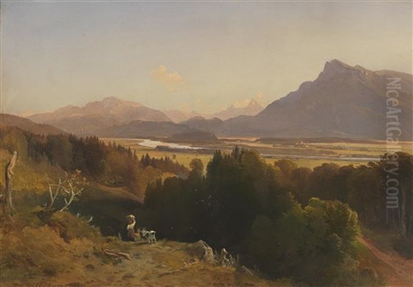 Scene Near Salzburg Oil Painting by Johann Fischbach