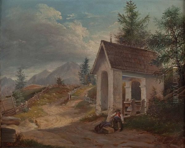 Rast Vor Der Kapelle Oil Painting by Johann Fischbach