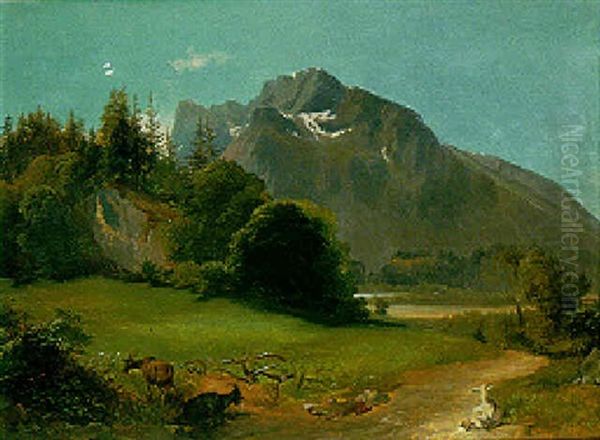 Unterberg Von Hellbrunn Bei Salzburg Oil Painting by Johann Fischbach