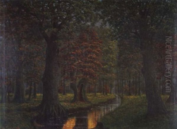 Herbst Im Hasbruch Oil Painting by Ludwig Fischbeck