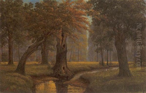 Herbstbeginn Im Hasbruch Oil Painting by Ludwig Fischbeck