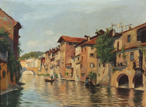 Scenery From Verone Oil Painting by August Fischer