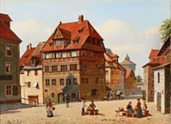 The House Of Albrecht Durer In Nuremberg Oil Painting by August Fischer