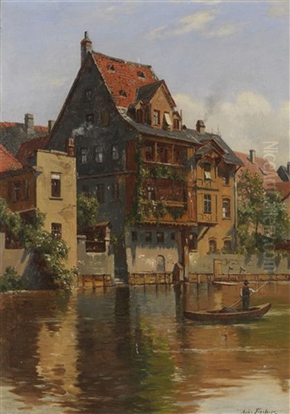 2 Gemalde: Ansichten Von Nurnberg Oil Painting by August Fischer