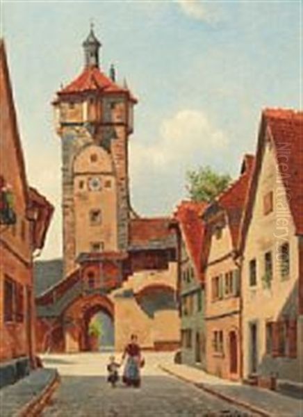 Klingenturm, Rothenburg Oil Painting by August Fischer