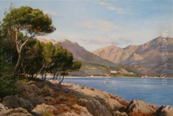 Menton Oil Painting by August Fischer