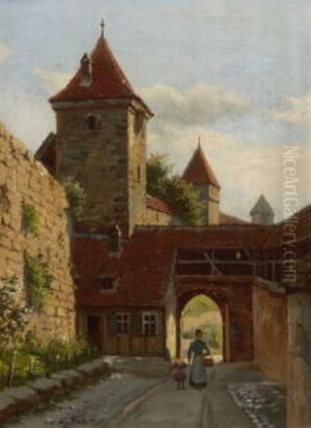 Partie An Der Nurnberger Stadtmauer Oil Painting by August Fischer