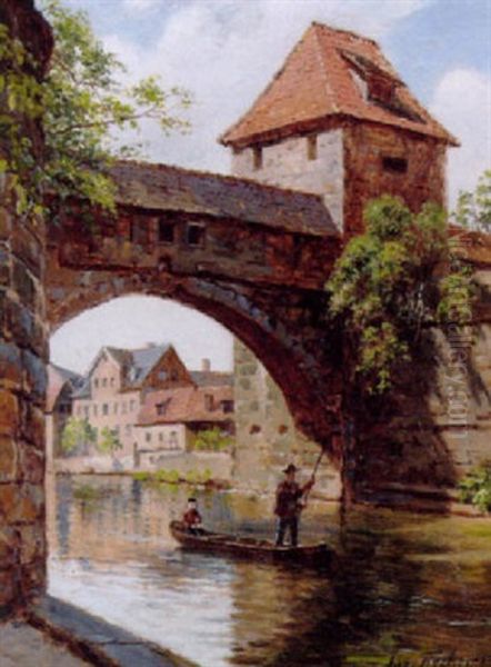 Kasemattenthor I Nurnberg Oil Painting by August Fischer