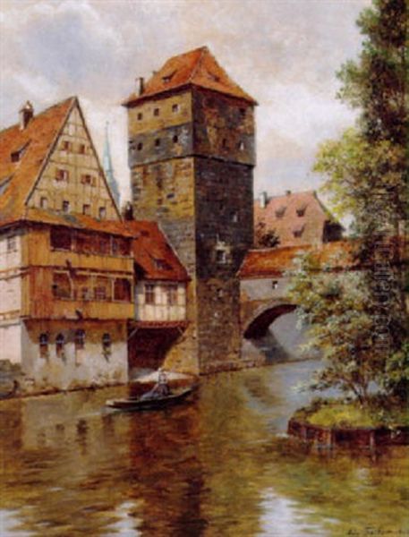 Parti Fra Kasemattenthor I Nurnberg Oil Painting by August Fischer