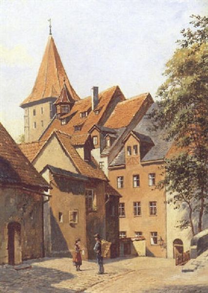 Parti Fra Nurnberg Oil Painting by August Fischer